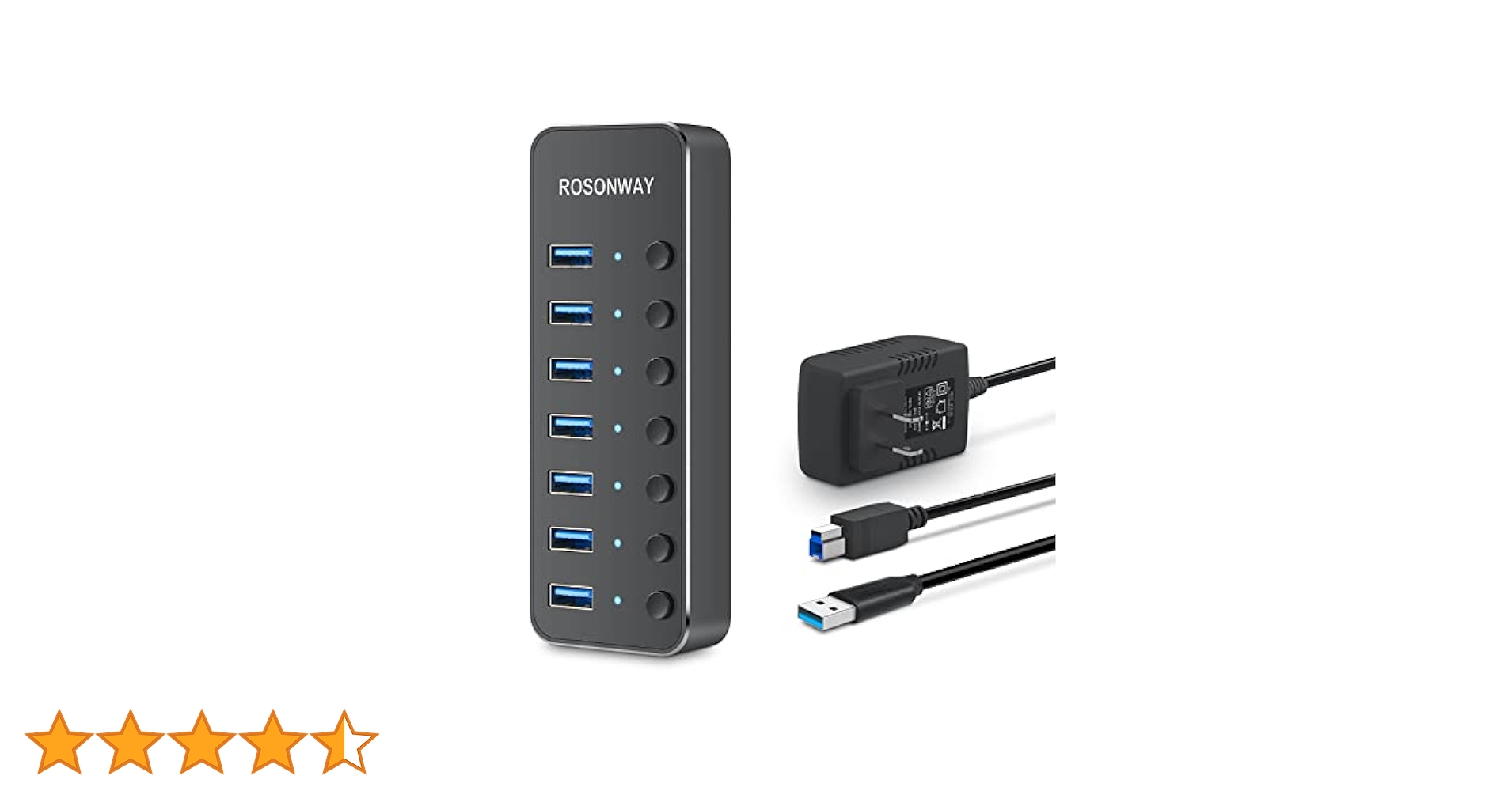 Amazon | ROSONWAY USBハブ 3.0 電源付き 7ポート USB Hub